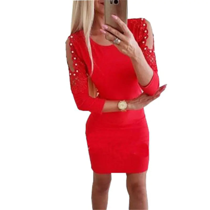 Beaded Off-Shoulder Bodycon Dress