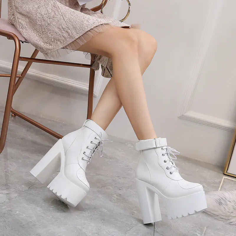 14CM Thick-Soled Waterproof Martin Short Boots for Women