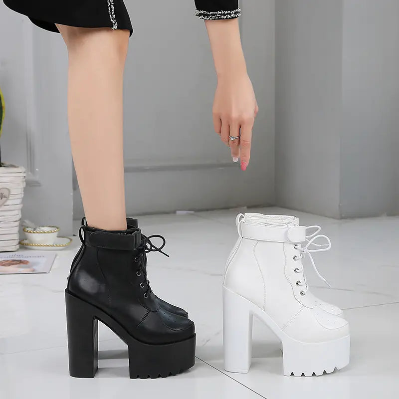 14CM Thick-Soled Waterproof Martin Short Boots for Women