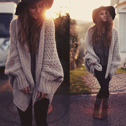 Loose Batwing Sleeve Knit Cardigan Sweater Coat