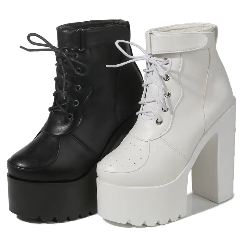 14CM Thick-Soled Waterproof Martin Short Boots for Women
