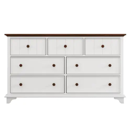 Seven-Drawer Vintage White Walnut Dresser