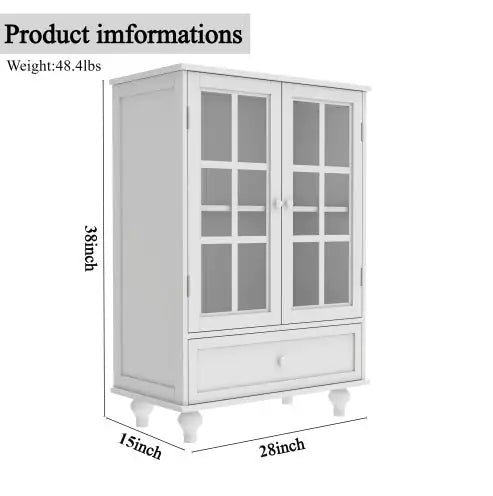 Sleek White Double Glass Door Buffet