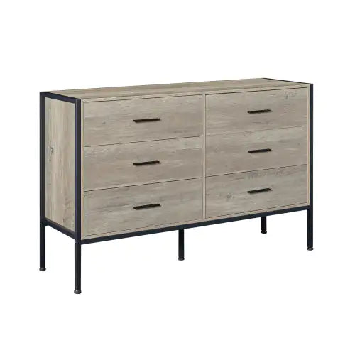 Rustic Grey 6-Drawer Wooden Dresser