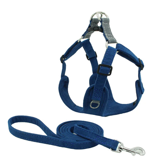 Suede Comfort Dog Harness and Leash