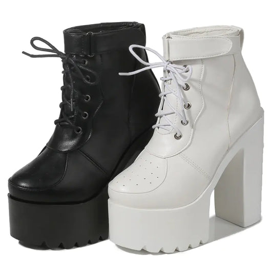 14CM Thick-Soled Waterproof Martin Short Boots for Women