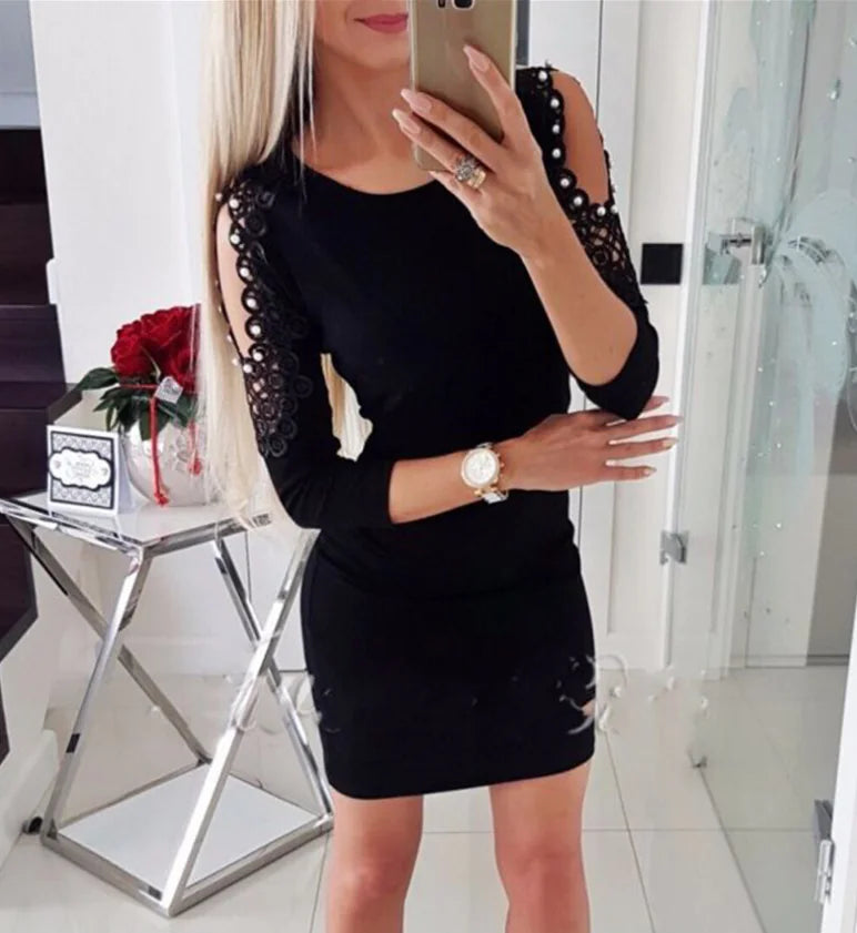 Beaded Off-Shoulder Bodycon Dress