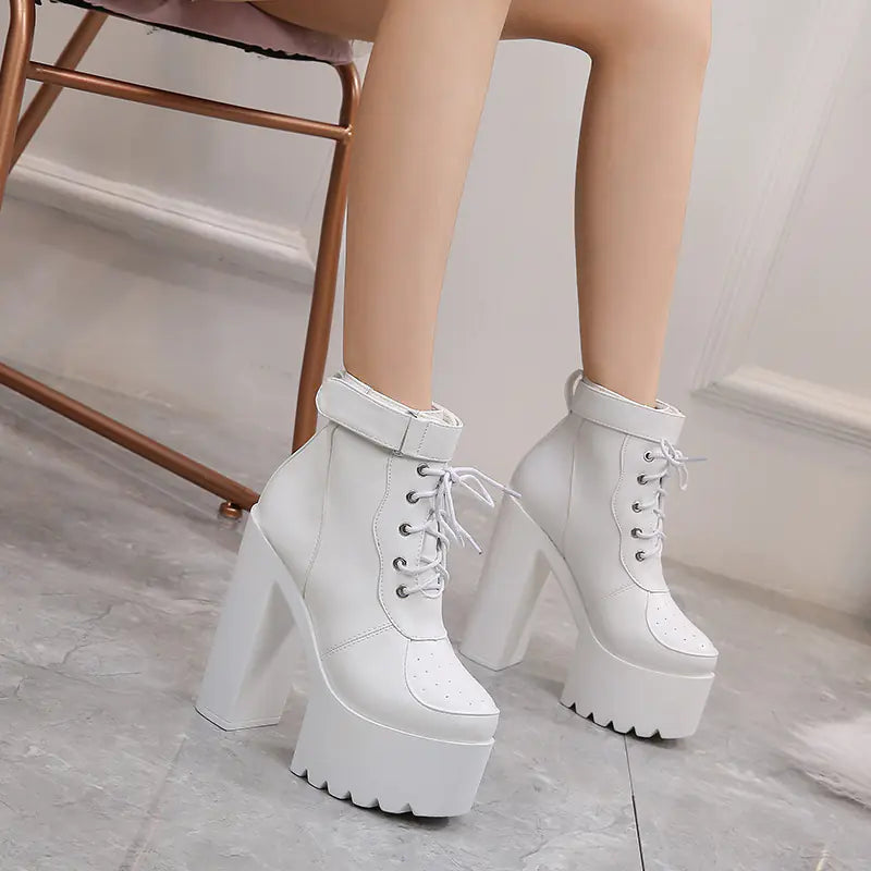 14CM Thick-Soled Waterproof Martin Short Boots for Women