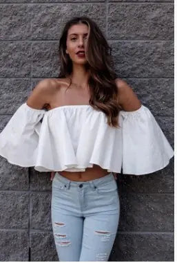 Off-Shoulder Ruffle Sleeve Top for Women