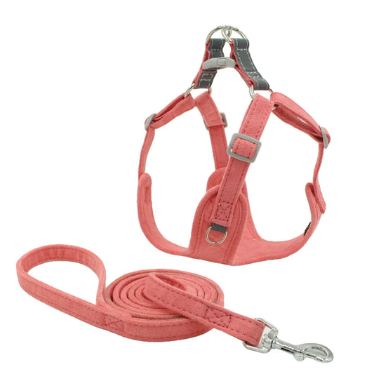 Suede Comfort Dog Harness and Leash