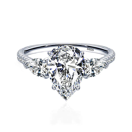 Yellow Teardrop Diamond Ring in Silver