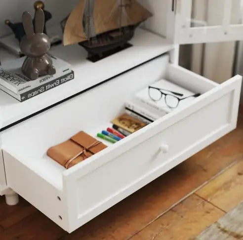 Sleek White Double Glass Door Buffet