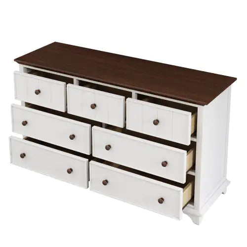 Seven-Drawer Vintage White Walnut Dresser