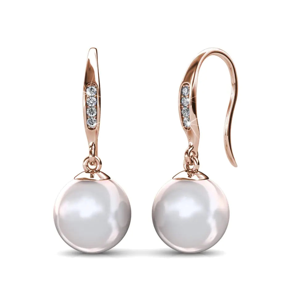 Rose Gold Pearl Crystal Earrings