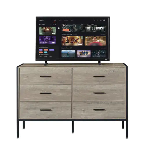 Rustic Grey 6-Drawer Wooden Dresser